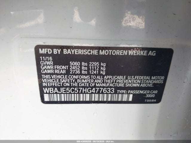 BMW 540I 2017 WBAJE5C57HG477633 Image 9