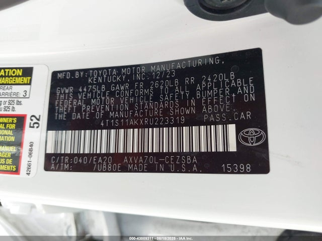 4T1S11AKXRU223319 Toyota a25a-fks