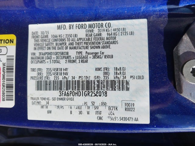 Ford 2016 2016 3FA6P0HD1GR258038 Image 9