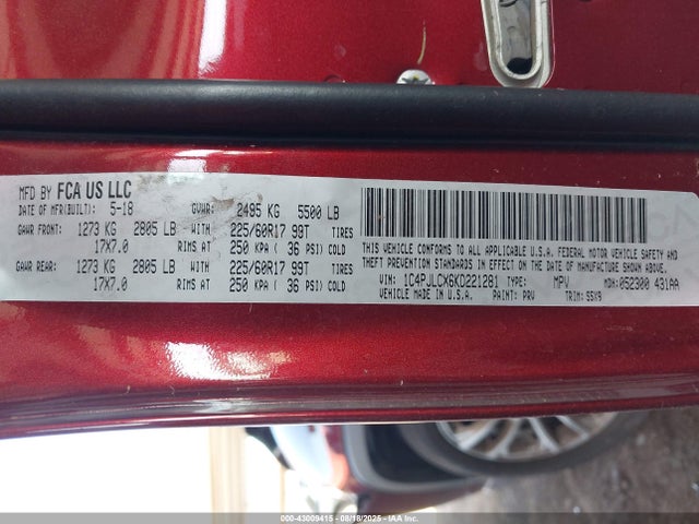 1C4PJLCX6KD221281 Jeep Cherokee