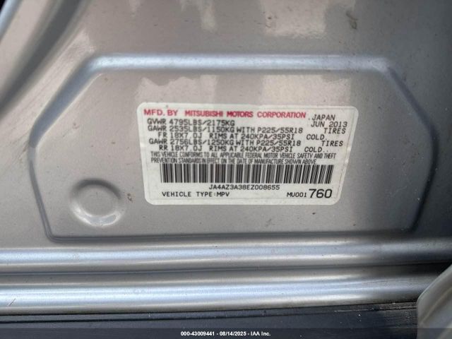 2014 MITSUBISHI OUTLANDER JA4AZ3A38EZ008655 Photo 8