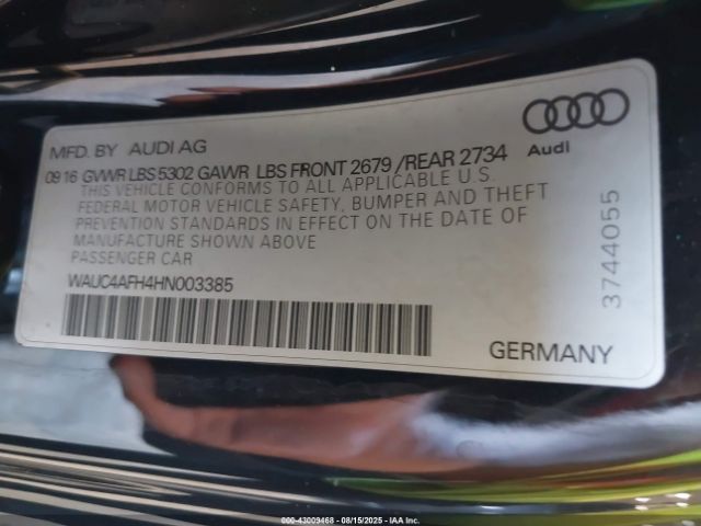 2017 AUDI S5 WAUC4AFH4HN003385 Photo 8