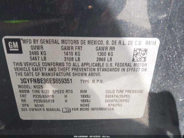 2014 CADILLAC SRX 3GYFNBE36ES659351 Photo 8