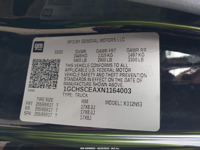 Chevrolet lcv 2022 1GCHSCEAXN1164003 Image 9