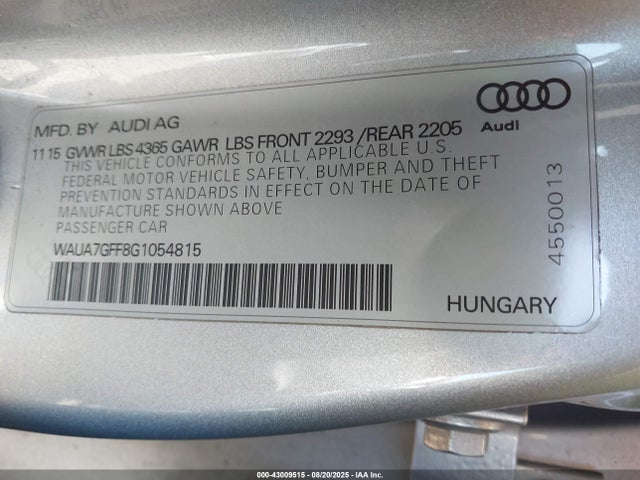 2016 AUDI A3 WAUA7GFF8G1054815 Photo 8