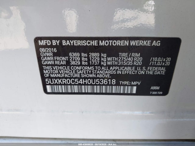 BMW X5 2017 5UXKR0C54H0U53618 Image 9