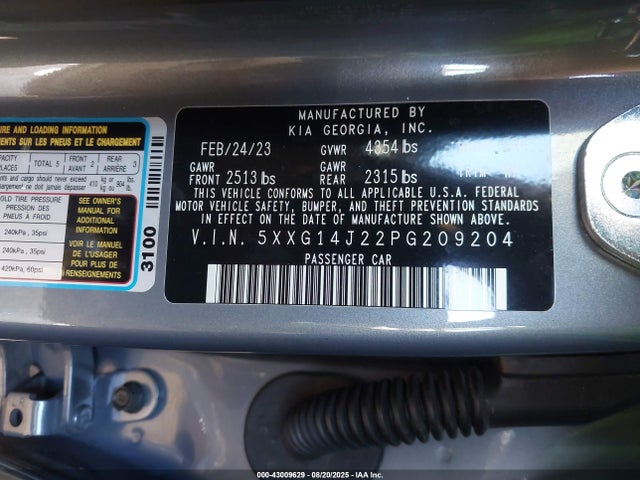 5XXG14J22PG209204 KIA t-gdi gamma ii