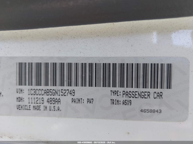 1C3CCCAB5GN152749 Chrysler 2016