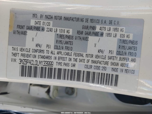 Mazda py 2020 3MZBPACL0LM133999 Image 9