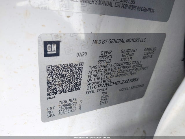 1GCPWBEH8LZ327883 Chevrolet lv3 - gen 5, sidi, vvt, ohv, e85 max alum