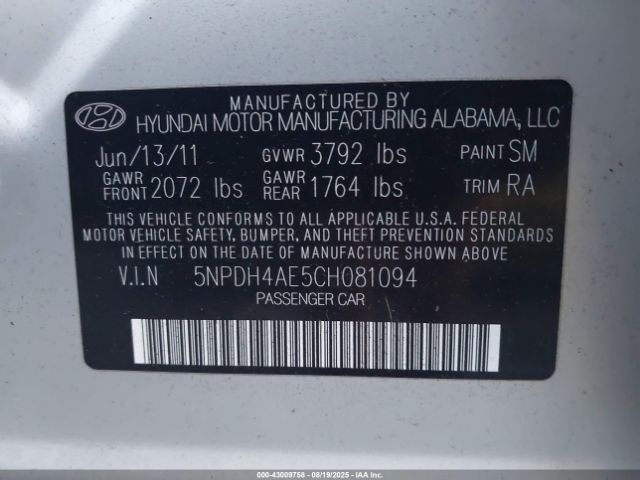 2012 HYUNDAI ELANTRA 5NPDH4AE5CH081094 Photo 8