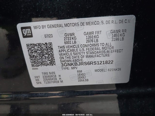 3GNKBJRS6RS121822 Chevrolet lgx