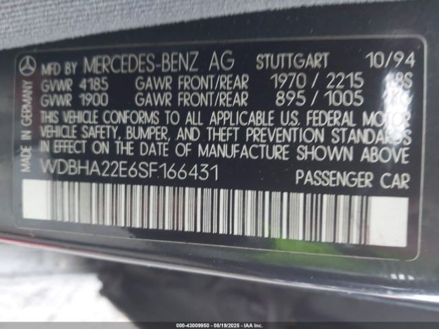 1995 MERCEDES-BENZ C WDBHA22E6SF166431 Photo 8