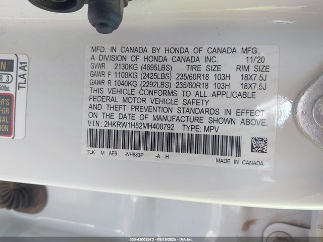 2HKRW1H52MH400792 Honda l15be