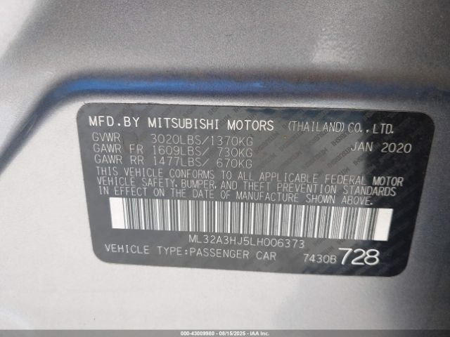 2020 MITSUBISHI MIRAGE ML32A3HJ5LH006373 Photo 8