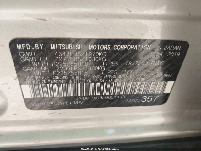 2020 MITSUBISHI OUTLANDER SPORT JA4AP3AU9LU001433 Photo 8