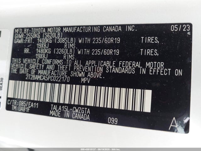 Lexus t24a-fts 2023 2T2BAMCA5PC022170 Image 9