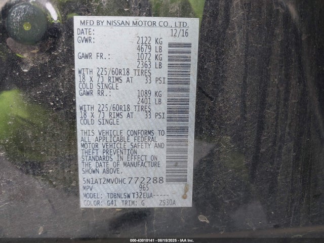 Nissan 2017 2017 5N1AT2MV0HC772288 Image 9