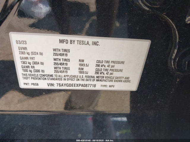 2023 TESLA MODEL Y 7SAYGDEEXPA087718 Photo 8