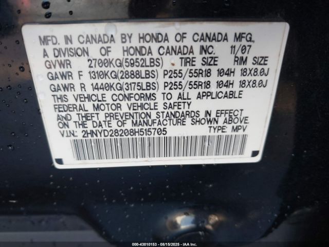 2008 ACURA MDX 2HNYD28208H515705 Photo 8