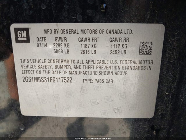 2015 CADILLAC XTS 2G61M5S31F9117522 Photo 8