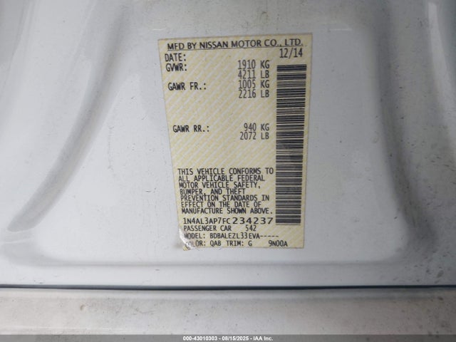 Nissan 2015 2015 1N4AL3AP7FC234237 Image 9