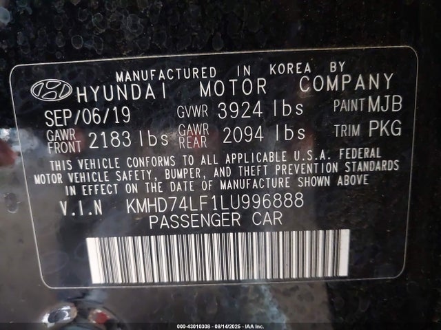 KMHD74LF1LU996888 Hyundai mpi nu
