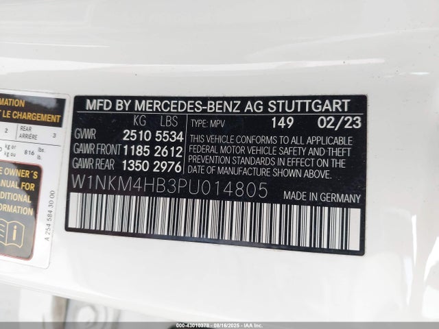W1NKM4HB3PU014805 Mercedes-Benz m254