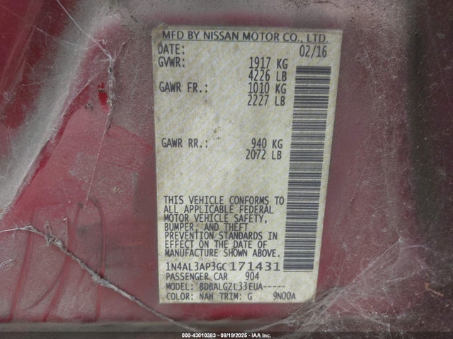 1N4AL3AP3GC171431 Nissan Altima