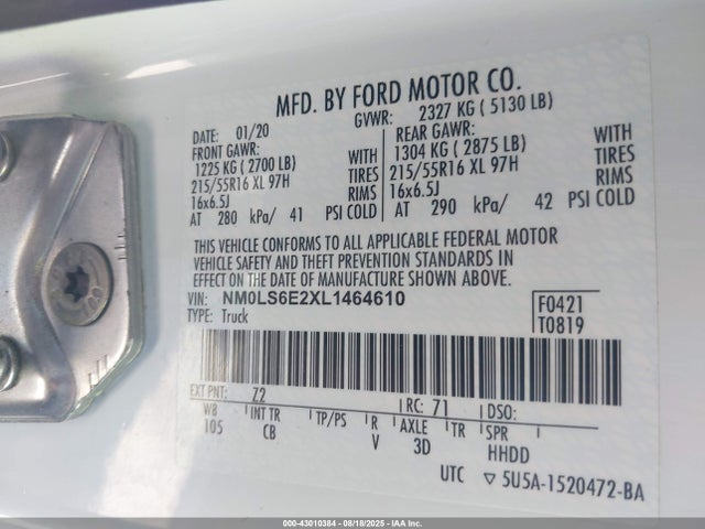 Ford 2020 2020 NM0LS6E2XL1464610 Image 9