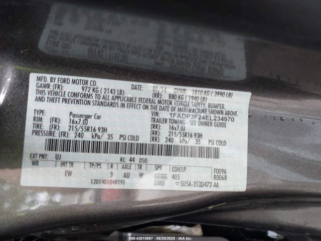 2014 FORD FOCUS 1FADP3F24EL234970 Photo 8