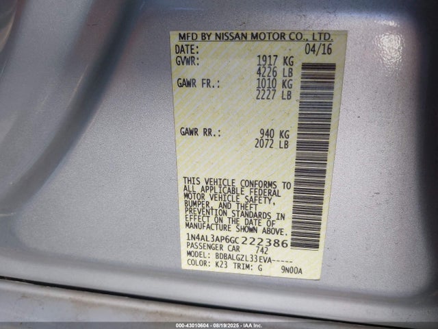 1N4AL3AP6GC222386 Nissan 2016
