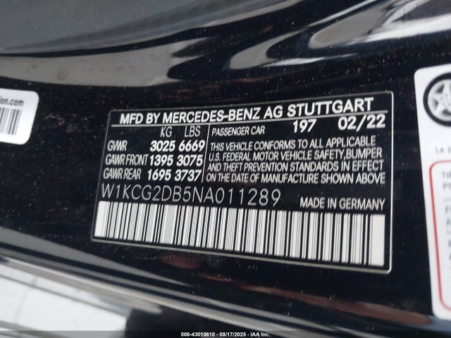 W1KCG2DB5NA011289 Mercedes-Benz ed