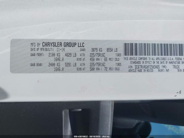 2015 RAM PROMASTER 1500 3C6TRVAG0FE503465 Photo 8