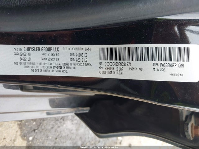 Chrysler 200 2015 1C3CCCAB9FN591371 Image 9
