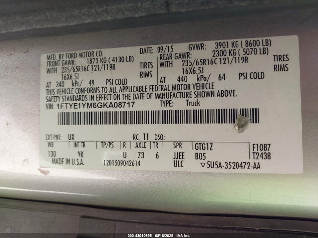 Ford Transit 2016 1FTYE1YM6GKA08717 Image 9