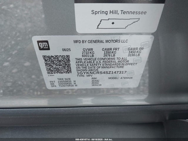 2025 CADILLAC XT5 1GYKNCRS4SZ147317 Photo 8