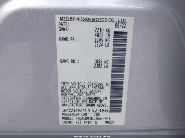 Nissan Leaf 2023 1N4CZ1CV2PC552386 Image 9