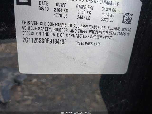 Chevrolet lfx 2014 2G1125S30E9134130 Image 9