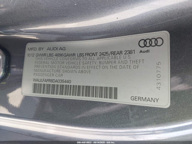2013 AUDI A5 WAULFAFR8DA035440 Photo 8