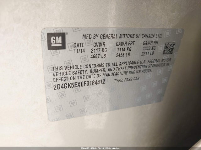 Buick ltg 2015 2G4GK5EX0F9184412 Image 9