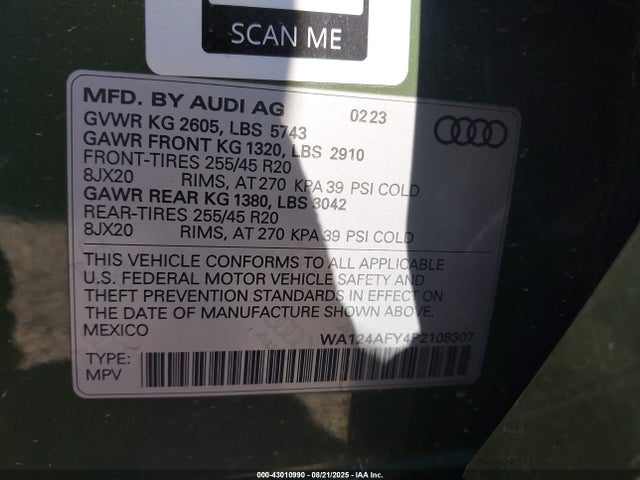 2023 AUDI SQ5 SPORTBACK WA124AFY4P2108307 Photo 8