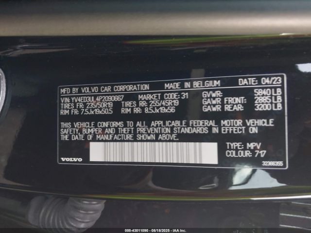 2023 VOLVO XC40 RECHARGE PURE ELECTRIC YV4ED3UL4P2090667 Photo 8