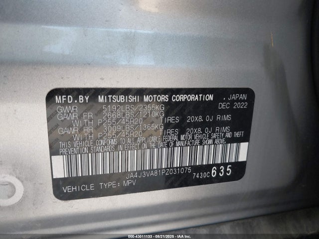2023 MITSUBISHI OUTLANDER JA4J3VA81PZ031075 Photo 8