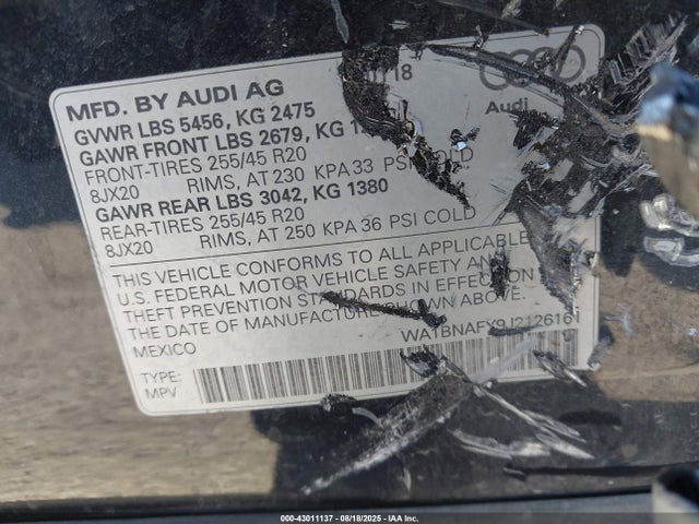2018 AUDI Q5 WA1BNAFY9J2126161 Photo 8