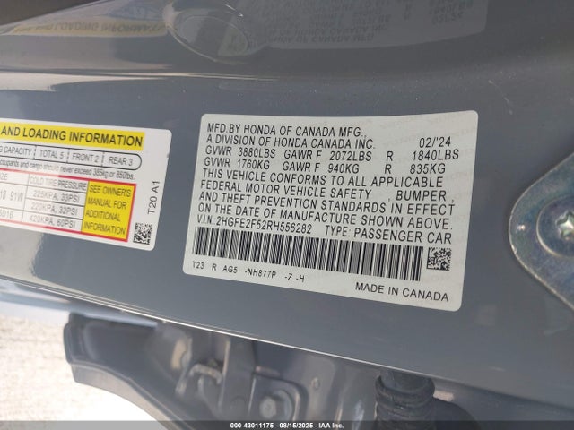 Honda k20c2 2024 2HGFE2F52RH556282 Image 9