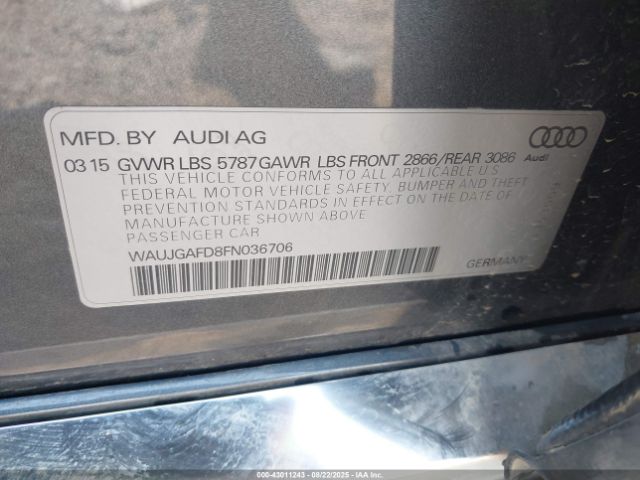 2015 AUDI A8 WAUJGAFD8FN036706 Photo 8