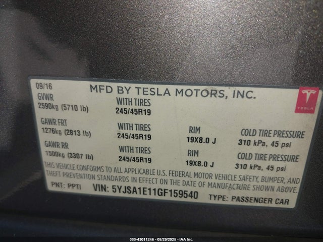 2016 TESLA MODEL S 5YJSA1E11GF159540 Photo 8