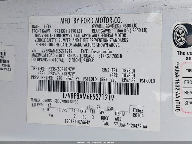 1ZVBP8AM6E5271219 Ford 2014
