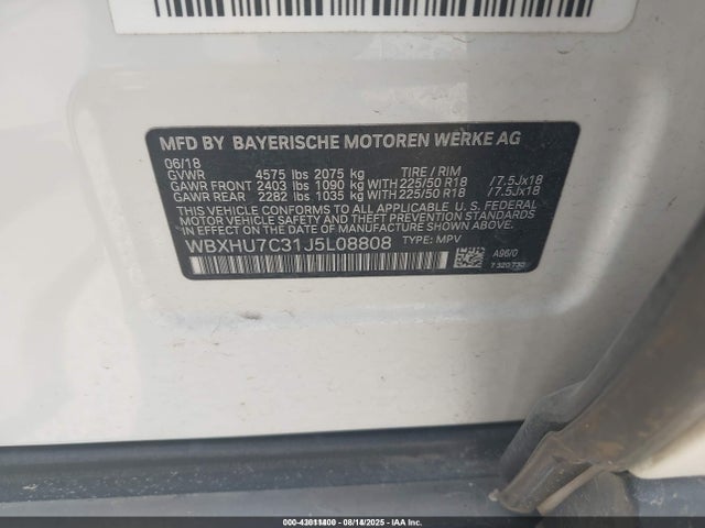 WBXHU7C31J5L08808 BMW X1
